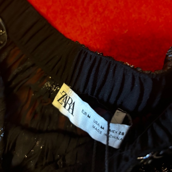 Zara silver textured metallic midi full skirt NWT - Picture 7 of 9